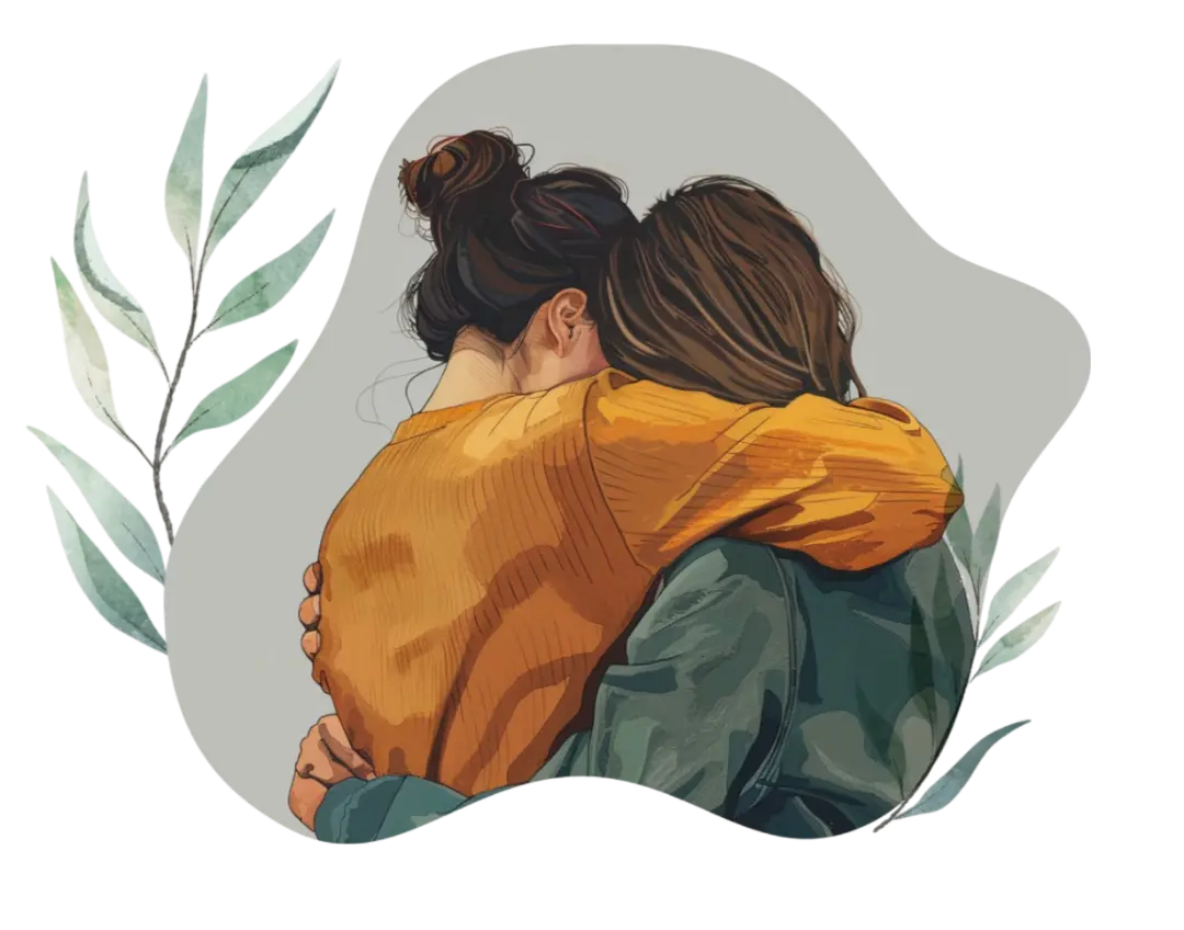 Two women embracing in comfort